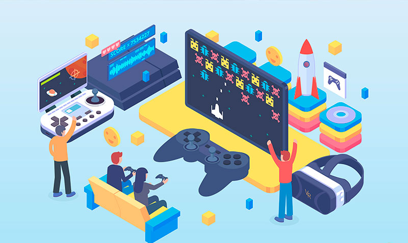 Illustration: Unge gamer sammen