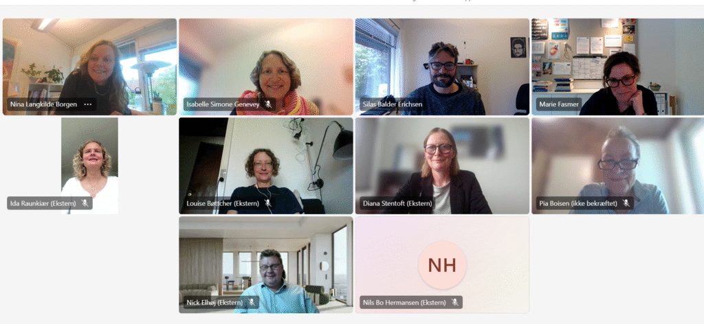 Online Teams-møde hvor Diana Stentoft blev valgt som forperson i IBOS bestyrelse.