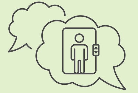Illustration af en elevator med person i